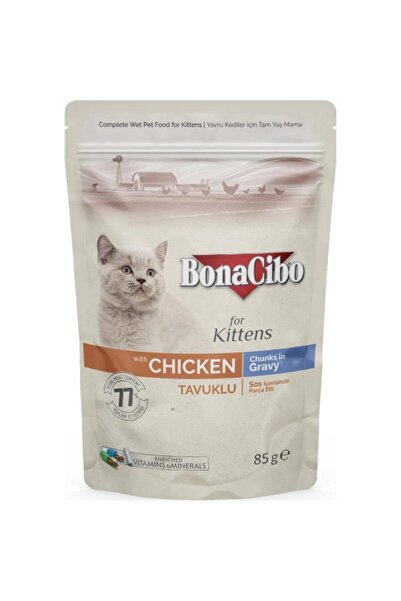 BonaCibo Pouch Tavuklu Yavru Kedi Konservesi 85 Gr