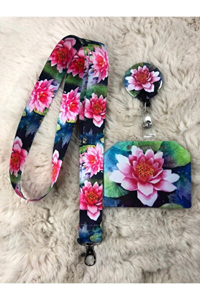 Hediyebum Σετ λουράκι λαιμού Lotus Flower Yoyo και θήκη για κάρτες