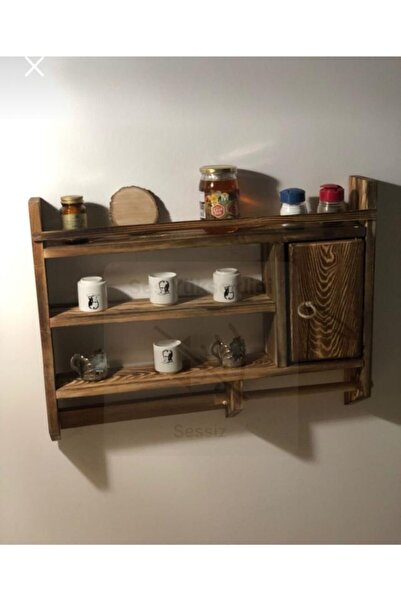 Ankaflex Ahşap Mutfak Rafı Dolabı Terek Baharatlık Takımı Seti Tereği Havlulu...