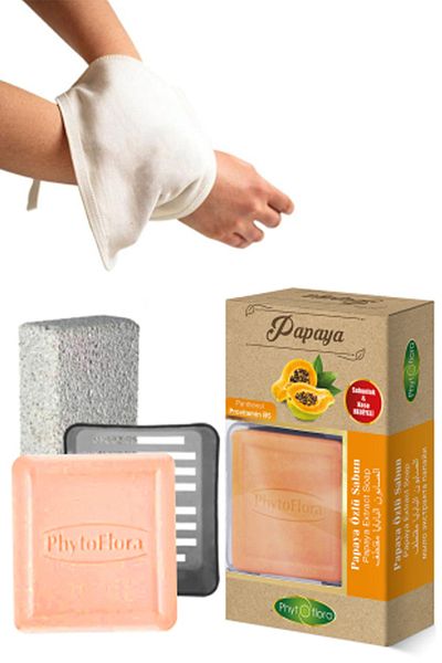 Phytoflora صابون البابايا وفرك الحمام، موزع الصابون الصلب