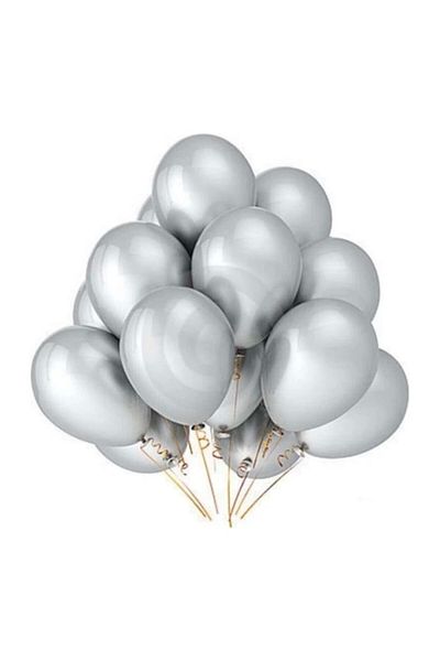 Happyland 50 Metallic Balloons - Silver Gray
