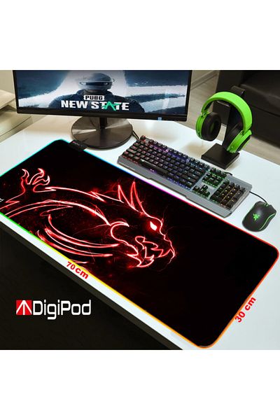 Digipod لوحة ماوس ألعاب RGB RGB قاعدة ماوس ألعاب RGB غير قابلة للانزلاق بسمك 70 × 30 4 مم