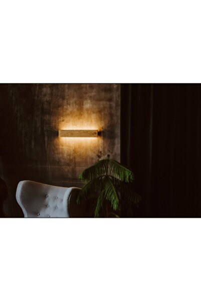 hü ma tasarım ve aksesuar Tasarım Dekoratif Ahşap Halatlı Rustik Duvar Yatak Başı Model Led Aplik