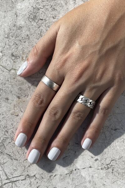 CAPO by Aytaç Yamaç Ayarlanabilir 2li Yüzük Seti Klasik Alyans Ve Kalın Zincir