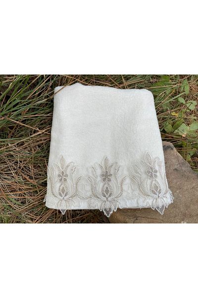 Çeyiz Bahçesi Πετσέτα Ala Cream Velvet 50&90