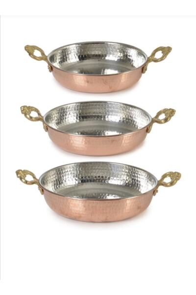KAZICI طقم مقلاة نحاسية مكون من 3 قطع