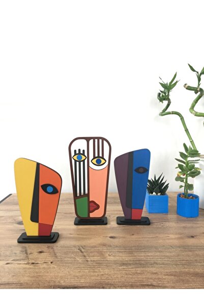 Amorf Design Ahşap Biblo Maske Seti 3' Lü