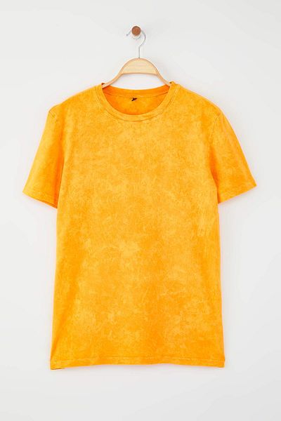 Trendyol Collection Orange Washed/Faded Effect Regular/Normal Fit Knitted T-Shirt Twoss25Ts00211