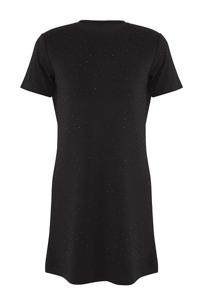 Trendyol Collection Black Stone Mini Knitted Dress Twoss25El00853