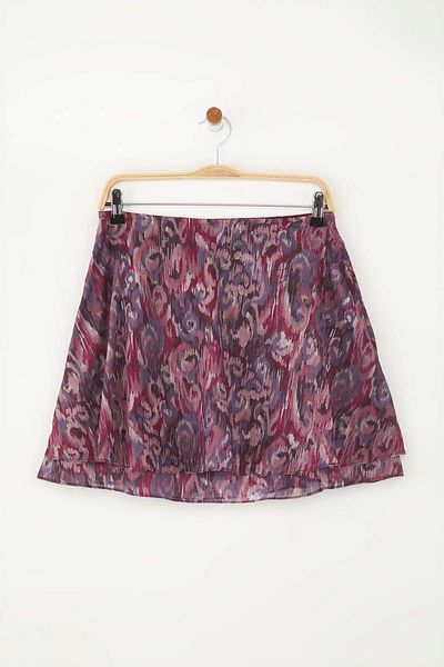 Trendyol Collection Burgundy Self Glitter Patterned Ruffle Mini Lined Chiffon Skirt Twoss25Et00203