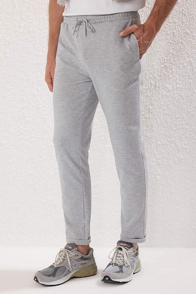 Trendyol Collection Light Grey Regular Fit Knitted Flexible Comfortable Waist Tie Elastic Double Leg Trousers Tmnaw25Pl00002