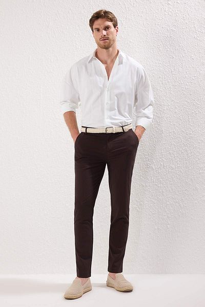 Trendyol Collection Brown Slim Fit Italian Cut Chino Fabric Pants Tmnaw23Pl00034