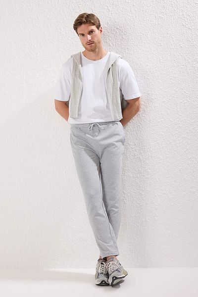 Trendyol Collection Light Grey Regular Fit Knitted Flexible Comfortable Waist Tie Elastic Double Leg Trousers Tmnaw25Pl00002