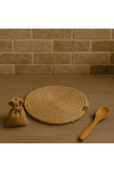 ÖRGÜM قاعدة وعاء إبريق الشاي من الجوت مقاس 20 × 20 سم