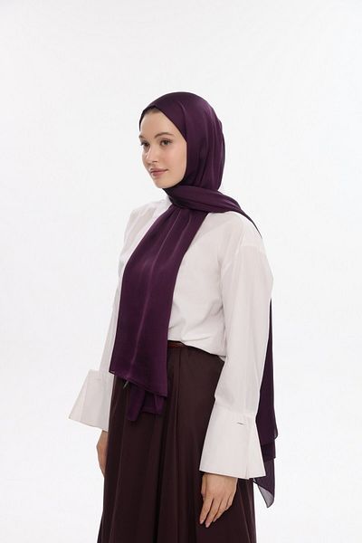 MİRSOY SCARF Idol Satin Janjan Shawl - Plum