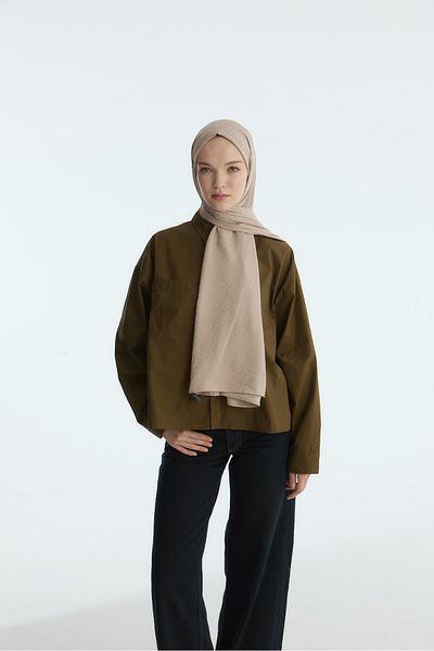 MİRSOY SCARF Jacquard Silky Ivy Mink Shawl