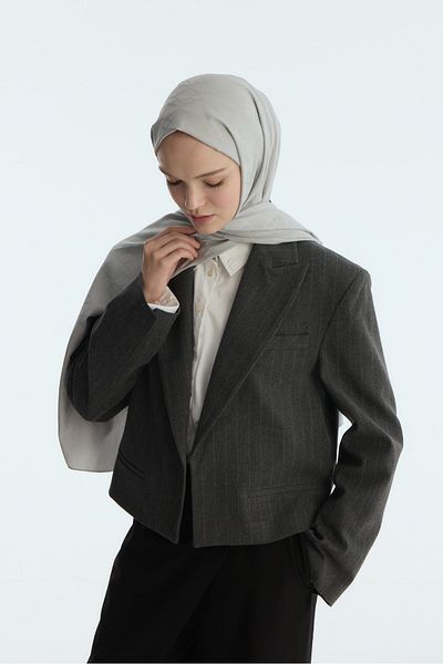 MİRSOY SCARF Silky Jacquard Shawl Swallow Pattern-Grey