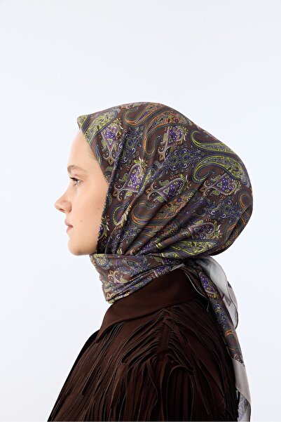 MİRSOY SCARF Etnik Desen Eşarp Lavin Desen-kahve