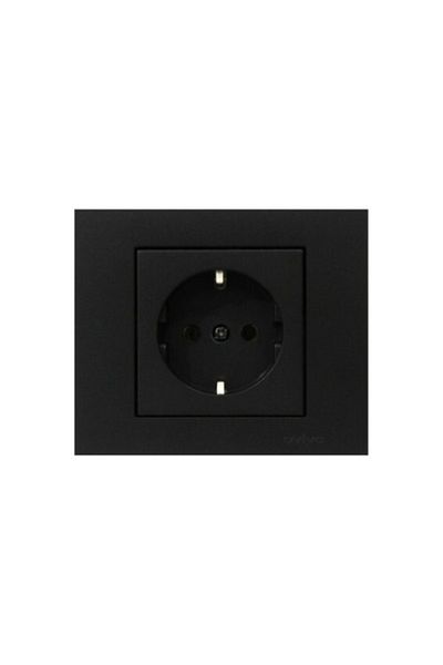 Tenda Ovivo Grano Black Grounded Socket Numeris Telephone Socket 2-Piece Frame
