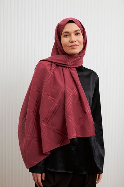 MİRSOY SCARF Aura Pattern Bumbac Jacquard Shawl-Rose