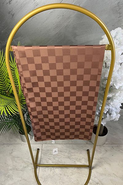 MİRSOY SCARF Σχέδιο σκακιέρας Μεταξένιο Ζακάρ Σάλι-κοιλιά
