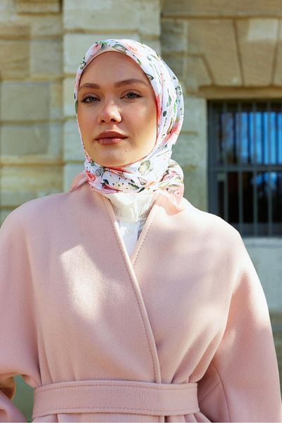 MİRSOY SCARF Digital Soft Rosa Model-alb