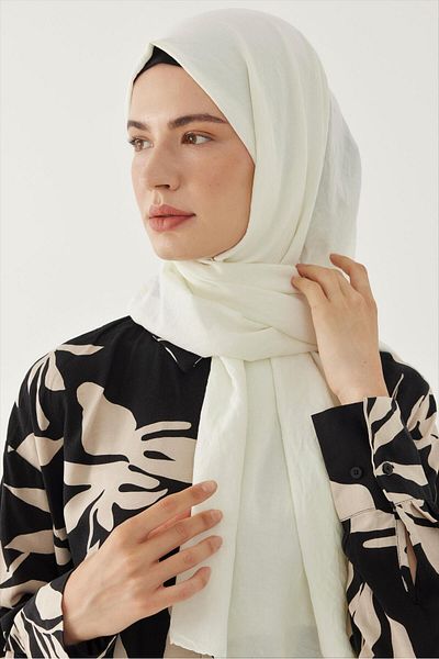 MİRSOY SCARF Şal alb din bumbac simplu