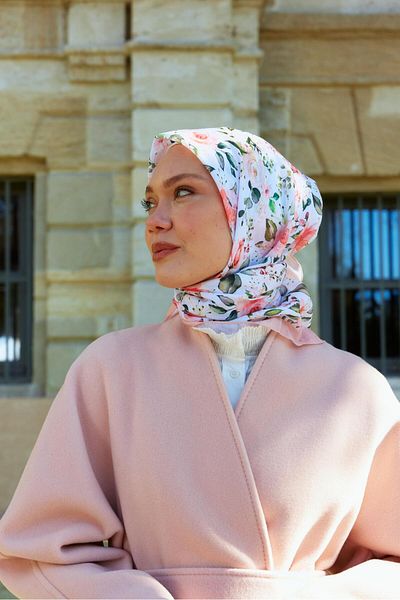 MİRSOY SCARF Digital Soft Rosa Model-alb