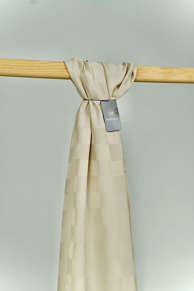MİRSOY SCARF Μεταξένιο Ζακάρ Σαλιάρα με σχέδιο - Κρέμα