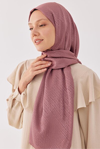 MİRSOY SCARF Halka Desen Parlak Jakar Şal - Leylak