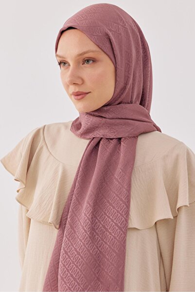 MİRSOY SCARF Halka Desen Parlak Jakar Şal - Leylak