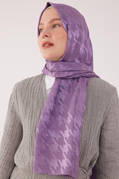 MİRSOY SCARF Kazayağı Desen Parlak Jakar Şal - Lavanta