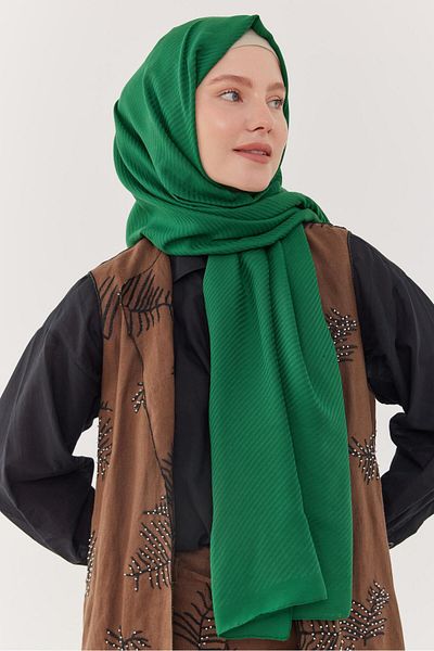 MİRSOY SCARF Şal jacquard cu model de linie verde iarbă