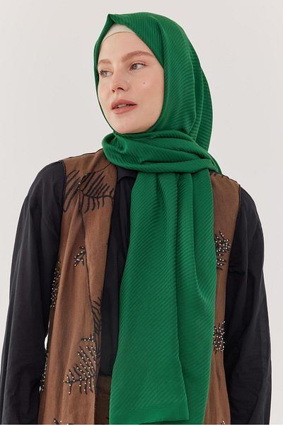 MİRSOY SCARF Şal jacquard cu model de linie verde iarbă