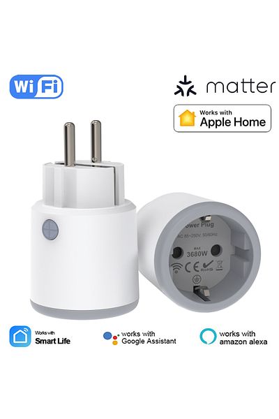 Choice مقبس طاقة ذكي من Matter مزود بخاصية Wifi 16A ومقياس طاقة يعمل بخاصية التحكم عن بعد ومنفذ الاتحاد الأوروبي يعمل مع Tuya Homekit Ech...