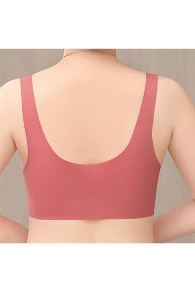 Kelebeklingerie Laser Front Button Invisible Wire Free Seamless Ghost Bra with Removable Pads