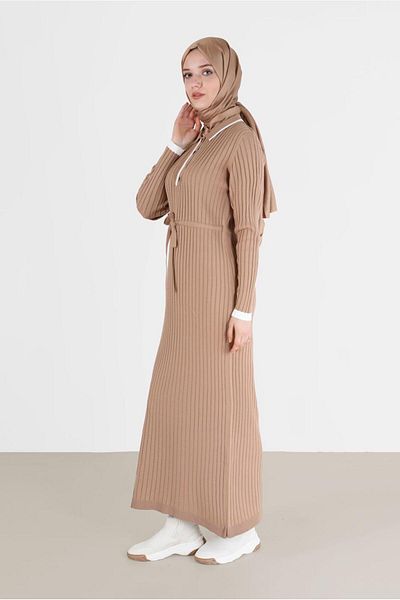 Alvina POLO Collar Ribbed Knitwear Dress 42122