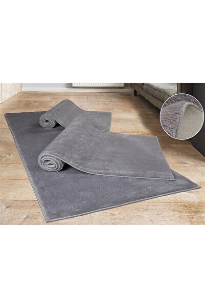 Myevilla My Evilla Modern Dekoratif Halı Jel Kaymaz Taban Açık Gri Yatak Odas...