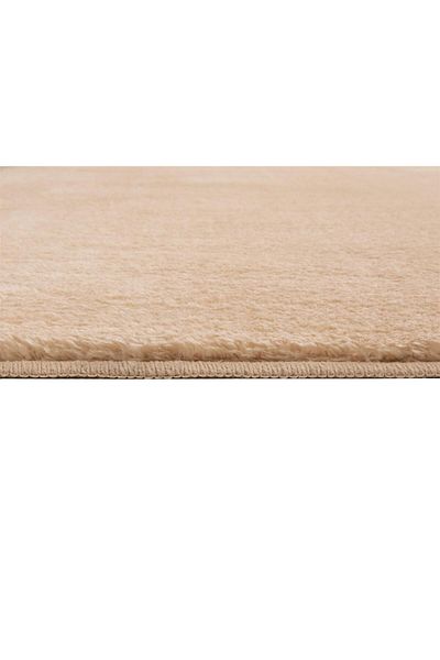Myevilla My Evilla Modern Decorative Carpet Gel Non-Slip Base Plush Beige Fringed Oval Floor Mat Set 50x80