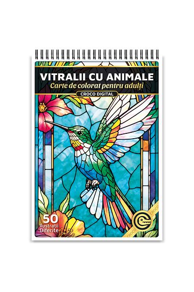 OEM Adult Coloring Book, Stained Glass Animals, 50 Antistress Illustrations for Relaxation