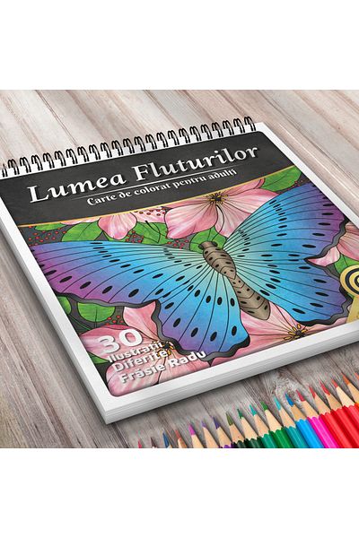 OEM Adult Coloring Book, World of Butterflies, 30 Antistress Illustrations for Relaxation