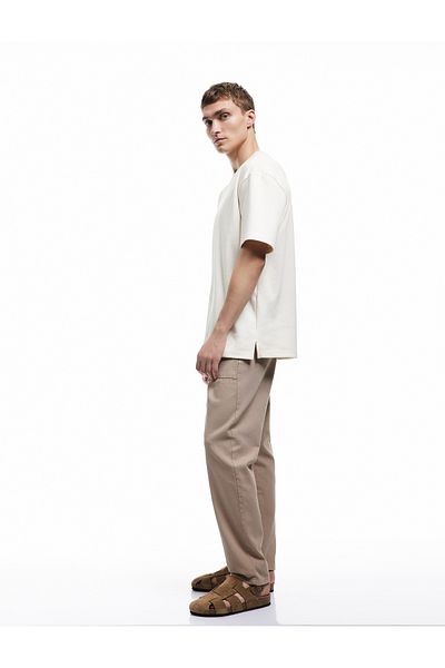 Koton New Season Cotton Chino Trousers with Belted Waist and Pocket Detail