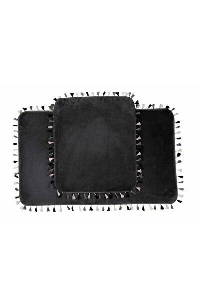 Myevilla My Evilla Modern Decorative Multi Fringed Toilet Set 60x100