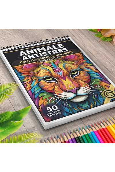 OEM Adult Coloring Book, Antistress Animals, 50 Antistress Illustrations for Relaxation