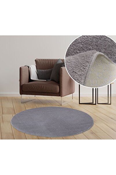 Myevilla My Evilla Modern Dekoratif Halı Jel Kaymaz Taban Peluş Puffy Yuvarla...