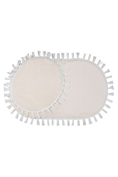 Myevilla Modern Decorative Washable Plush Puffy Non-Slip Base Oval Tassel Fringed 2-Piece Bath Mat 50x80