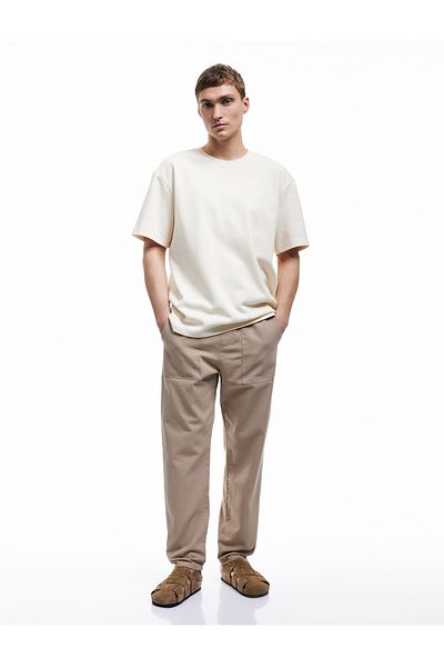 Koton New Season Cotton Chino Trousers with Belted Waist and Pocket Detail