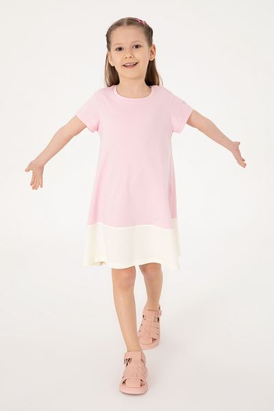 U.S. Polo Assn. Girls Light Pink Crew Neck Short Sleeve Knitted Dress 50306268-Vr078
