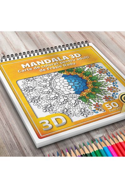 OEM Adult Coloring Book, 3D Mandala, 50 Antistress Illustrations for Relaxation
