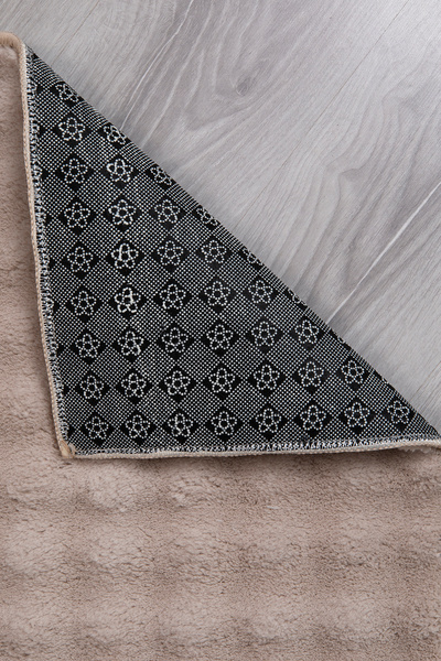 Myevilla Beige Colored Decorative Bubble Long Furry Soft Plush - Non-Slip and Washable Living Room Hallway Carpet Rug